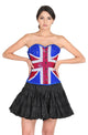 Plus Size UK Flag Blue Satin Red White Handmade Sequins Overbust Corset Gothic Burlesque Costume