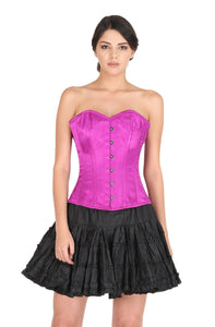 Plus Size Purple Satin Gothic Burlesque Costume Overbust Corset Waist Training Top