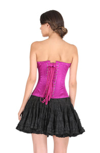 Purple Satin Corset Gothic Burlesque Bustier Waist Training Overbust Dress-