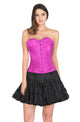Purple Satin Spiral Boned Gothic Overbust Plus Size Corset Waist Training Burlesque Costume Black Cotton Silk Tutu Skirt