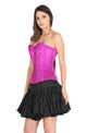 Purple Satin Corset Spiral Boned Gothic Burlesque Bustier Waist Training Overbust Dress-