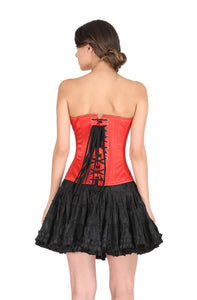 Red Satin Corset Gothic Burlesque Overbust Christmas Costume Cotton Silk Tutu Skirt Dress