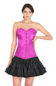 Purple Satin Burlesque Costume LONG Overbust Plus Size Corset Waist Training With Black Cotton Silk Tutu Skirt Dress
