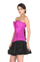 Purple Satin Gothic Corset Burlesque Bustier Waist Training LONG Overbust Costume Black Cotton Silk Tutu Skirt Dress-