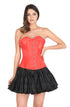 Red Satin Double Bone Gothic Overbust Plus Size Corset Waist Training Burlesque Costume Black Cotton Silk Tutu Skirt