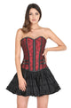Red Black Brocade Zipper Stripes Design Overbust Plus Size Corset Waist Training Steampunk Costume