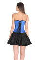 Blue Black Satin Corset Silver Seal Locks Waist Training Bustier Overbust Top Black Cotton Silk Tutu Skirt Dress-