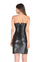 Black Leather Zipper Corset Gothic Steampunk Costume Waist Training Bustier Overbust Leather Skirt Corset Dress-