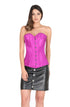 Purple Satin Corset Spiral Steel Boned Waist Training Bustier LONGLINE Overbust Black Leather Skirt Dress