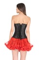 Black Satin Sequin Polka Dot Plus Size Overbust Corset Waist Training With Red Tissue Tutu Skirt Corset Dress - CorsetsNmore