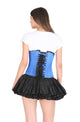 Blue Satin Spiral Steel Boned Underbust Plus Size Corset White Lace Gothic Burlesque Costume Waist Training Bustier Top