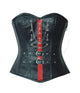 Black Faux Leather And Red PVC Steampunk Corset Waist Training Overbust - CorsetsNmore