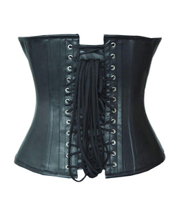 Black Faux Leather And Red PVC Steampunk Corset Waist Training Overbust - CorsetsNmore