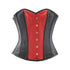 Black Faux Leather & Red PVC Gothic Steampunk Bustier Waist Training Overbust Corset Costume