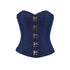 Plus Size Blue Denim Antique Seal Lock Gothic Steampunk Costume Waist Training Overbust Bustier Top