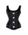 Black Texture Faux Leather Shoulder Straps Overbust Plus Size Corset - CorsetsNmore