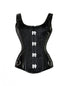 Black Texture Faux Leather Shoulder Straps Overbust Plus Size Corset
