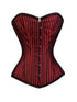 Red And Black Stripes Brocade Plus SIze Overbust Corset Burlesque Costume