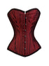 Red And Black Stripes Brocade Gothic Burlesque Corset Overbust Bustier