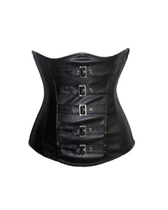 Black Faux Leather Belts Design Gothic Steampunk Corset Waist Training Underbust - CorsetsNmore