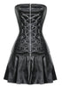 Plus Size Black Faux Leather Laced Chain Overbust Corset Waist Training With Skirt
