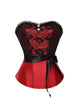 Red Satin Black Net Gothic Burlesque Corset Waist Training Valentine Overbust