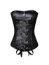 Black Faux Leather Satin Lace Plus Size Overbust Corset Waist Training