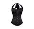 Black Brocade Net Halter Neck Burlesque Plus Size Overbust Corset Waist Training