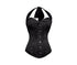 Black Brocade Net Halter Neck Burlesque Corset Waist Training Overbust