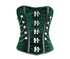 Green Velvet Faux Leather Strips Steampunk Corset Waist Training Overbust