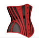 Red Satin Black Mesh Gothic Corset Waist Training LONGLINE Sheer Underbust