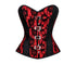 Red Black Satin Net Gothic Burlesque Plus size Overbust Corset Waist Training