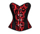 Red Black Satin Net Gothic Burlesque Plus size Overbust Corset Waist Training - CorsetsNmore