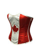 Canada Flag Red And White Satin Handwork Plus Size Overbust Corset Waist Training - CorsetsNmore