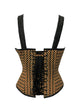 Cotton Jute And Black Leather Shoulder Strap Plus Size Overbust Corset - CorsetsNmore
