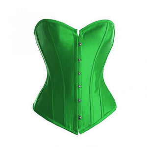 Green Satin Burlesque Costume Plus Size Overbust Corset Waist Training Top - CorsetsNmore