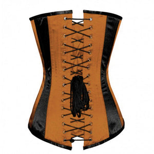 Brown And Black Satin Gothic LONGLINE Overbust Plus Size Corset - CorsetsNmore