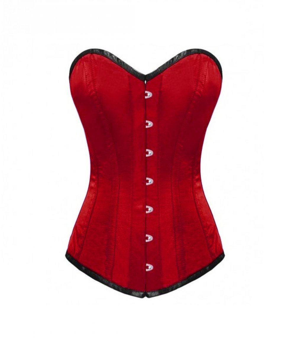 Red Satin Burlesque LONGLINE Plus Size Overbust Corset Top – CorsetsNmore