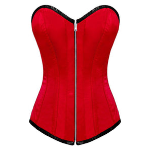 Satin Bustier Gothic LONGLINE Overbust Plus Size Corset Waist Training Top - CorsetsNmore