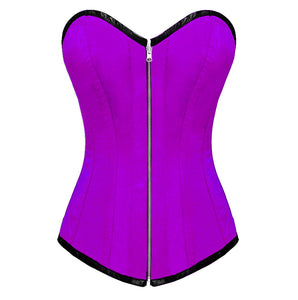 Plus Size Purple Satin Gothic Burlesque Corset Waist Training LONGLINE Overbust