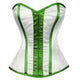 Plus Size White Satin Corset Green Stripes Gothic Burlesque Waist Training Overbust