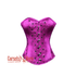 Plus Size Purple Satin Corset Black Stars Print Gothic Burlesque Bustier Overbust
