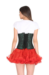 Green Black Brocade Gothic Corset Burlesque Costume Waist Training Bustier Underbust Top-