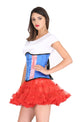 Blue and Red Satin White Net Gothic Plus Size Underbust Corset Burlesque Costume Waist Training Bustier Top - CorsetsNmore
