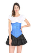 Blue Satin Corset Gothic Burlesque Costume Waist Training LONGLINE Underbust Bustier Top