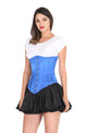 Blue Satin Gothic LONGLINE Underbust Corset Plus Size Waist Training Burlesque Costume Bustier Top
