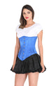 Blue Satin Corset Gothic Burlesque Costume Waist Training LONGLINE Underbust Bustier Top-