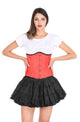 Red Satin Corset Gothic Burlesque Costume Waist Training Underbust Bustier Top-