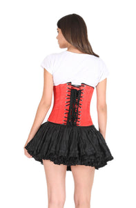 Red Satin Corset Gothic Burlesque Costume Waist Training Underbust Bustier Top-