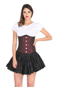 Plus Size Red and Black Brocade Corset Gothic Burlesque Costume Underbust Waist Training Bustier Top